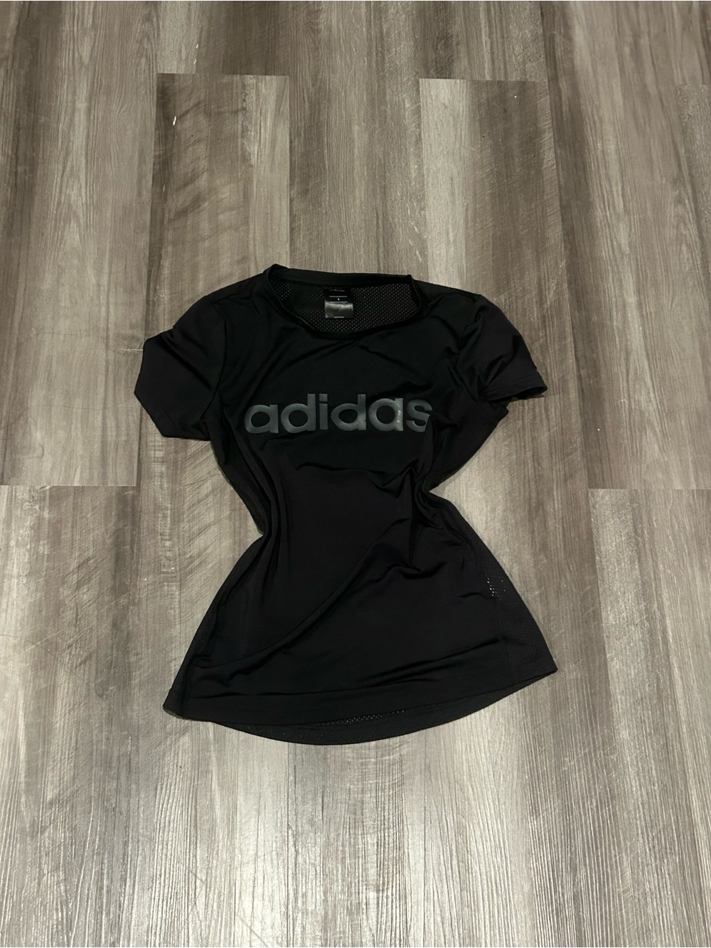 adidas Black Short Sleeve Athletic Tee with Logo